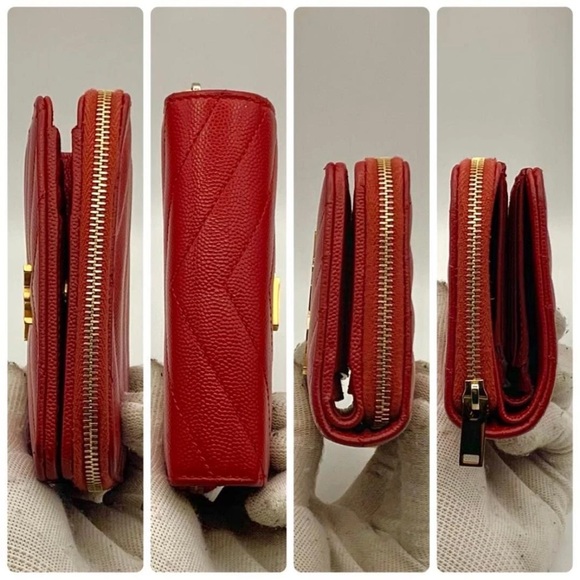 Yves Saint Laurent Red Quilted Leather Wallet - Picture 6 of 10